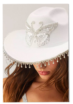 Embellished Butterfly Western Hat