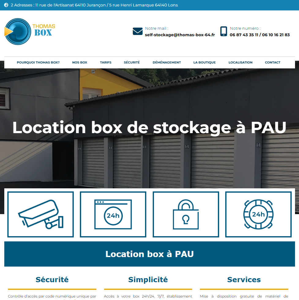 Sitio web de Thomas Box creado con Logicake