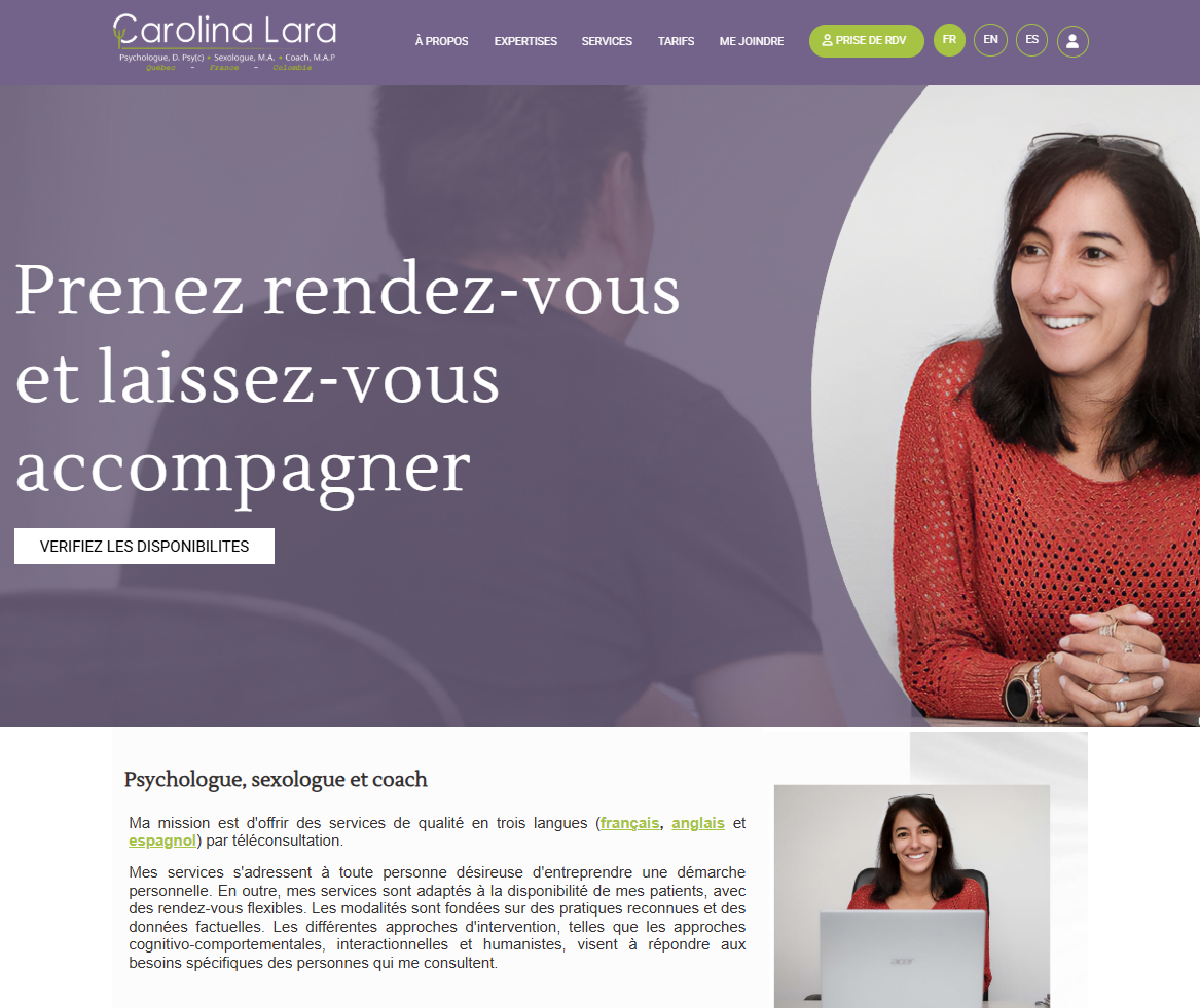 Sitio web de Carolina Lara creado con Logicake