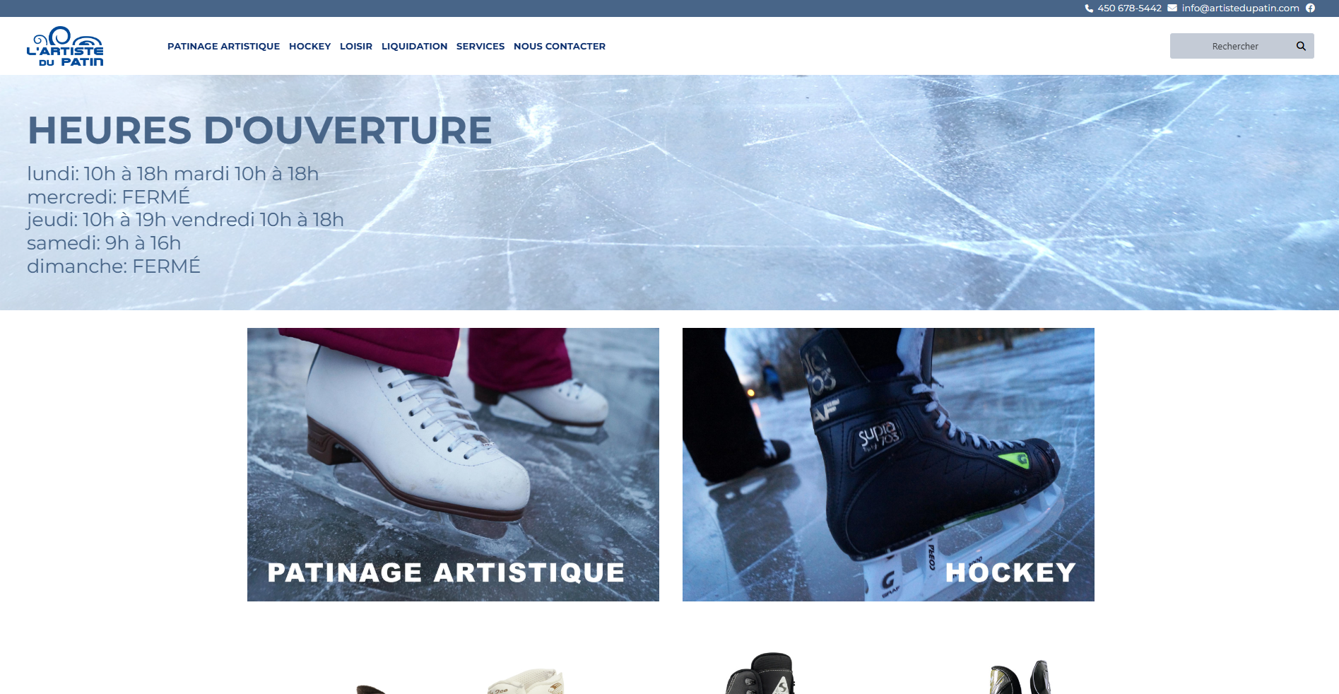 Sitio web de Artiste du Patin creado con Logicake
