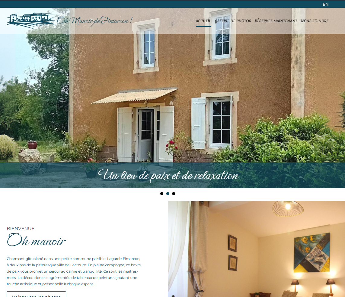 Sitio web de Manoir de Fimarcon creado con Logicake