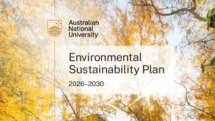 ������ƵEnvironmental Sustainability Plan 2026&ndash;2030 cover with autumn trees and sunlight.