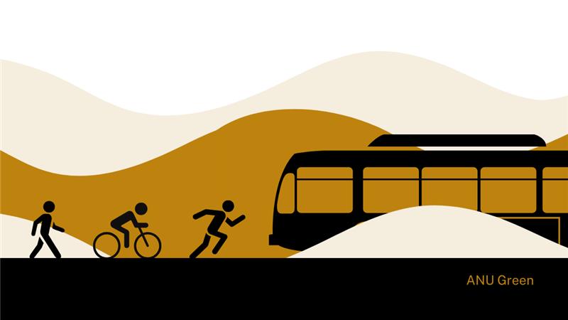 Illustrated poster of people walking, cycling, and running toward a modern tram, with rolling hills in the background. The text ‘СƵ Green’ appears in the lower right corner.