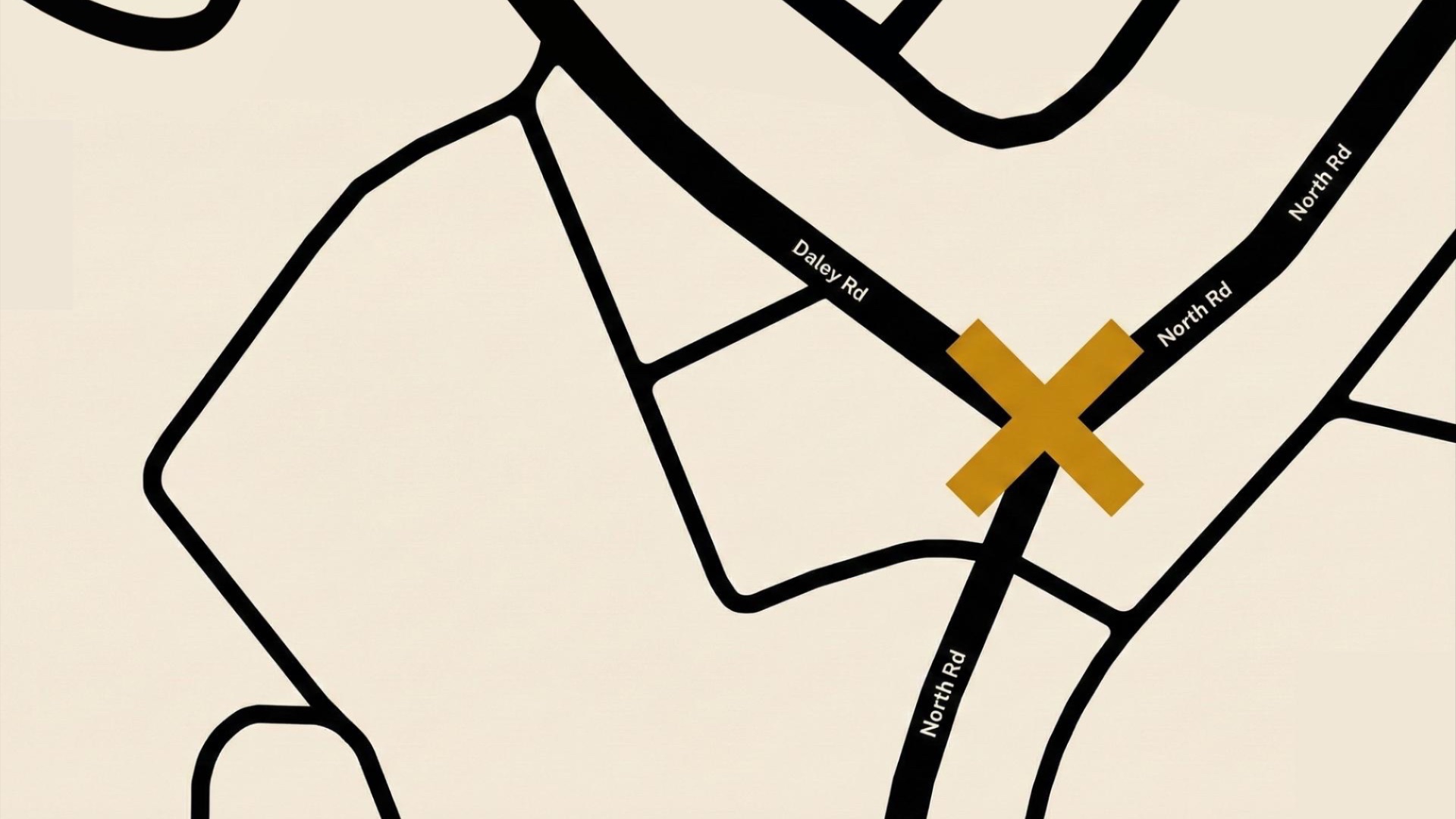 Map of ANU campus highlighting a temporary closure on Daley Road near North Road with an X pointing to the blocked section. 