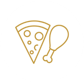 Icon of a slice of pizza and a chicken leg.