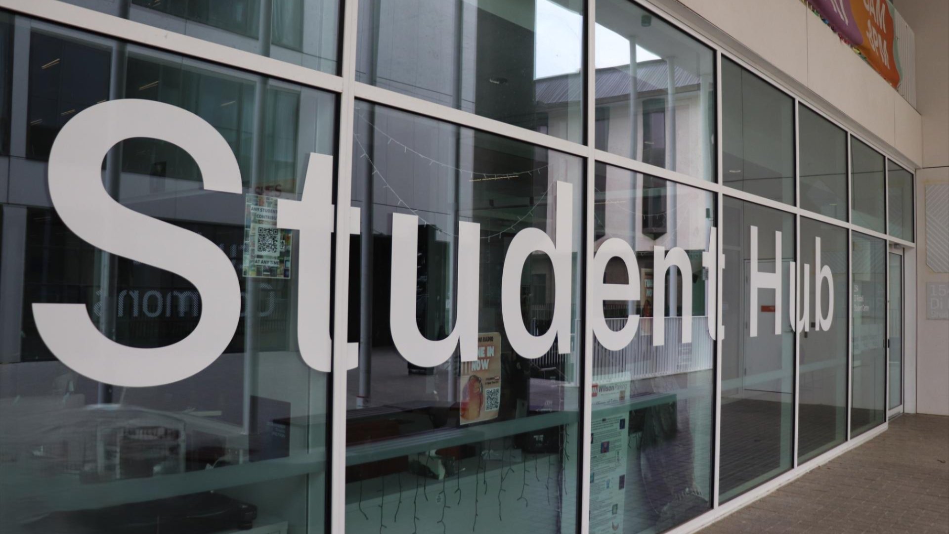 Image of outside student hub's windows