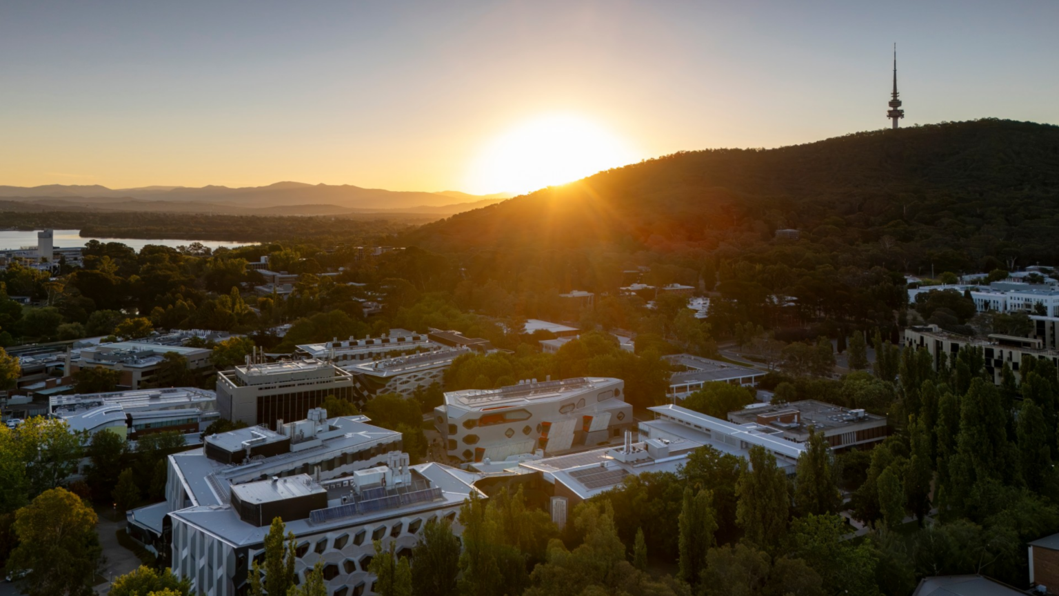 Two side-by-side photos of a woman smiling, one in front of a campus building and one outdoors with a mountain backdrop.