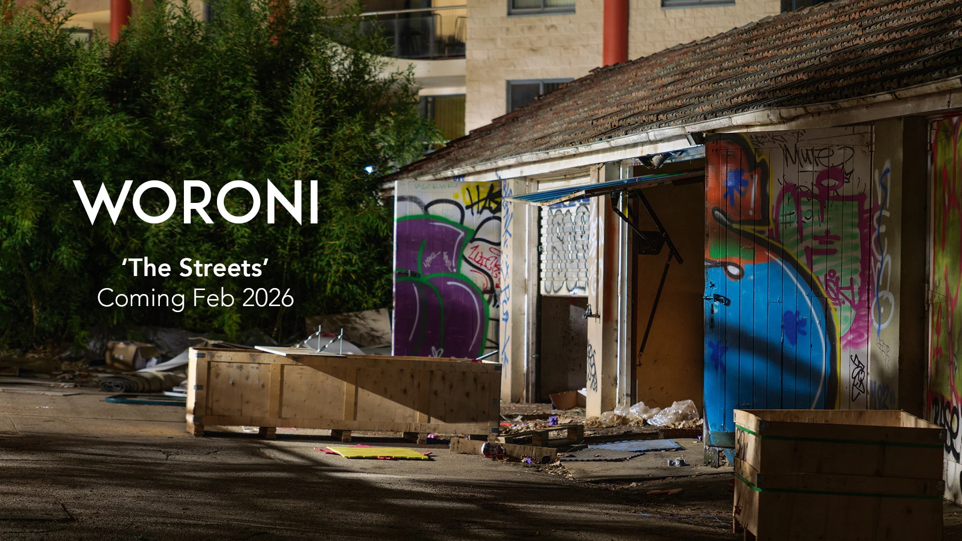 Image of unkept street, text reads 