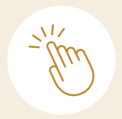 Icon of a hand with a finger clicking something signified by indents in front of the finger