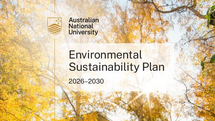 ������ƵEnvironmental Sustainability Plan 2026&ndash;2030 cover with autumn trees and sunlight.