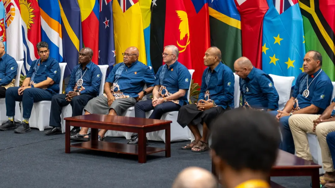 Image of Pacific leaders at the 54th Pacific Islands Forum Leaders’ Meeting in Solomon Islands.