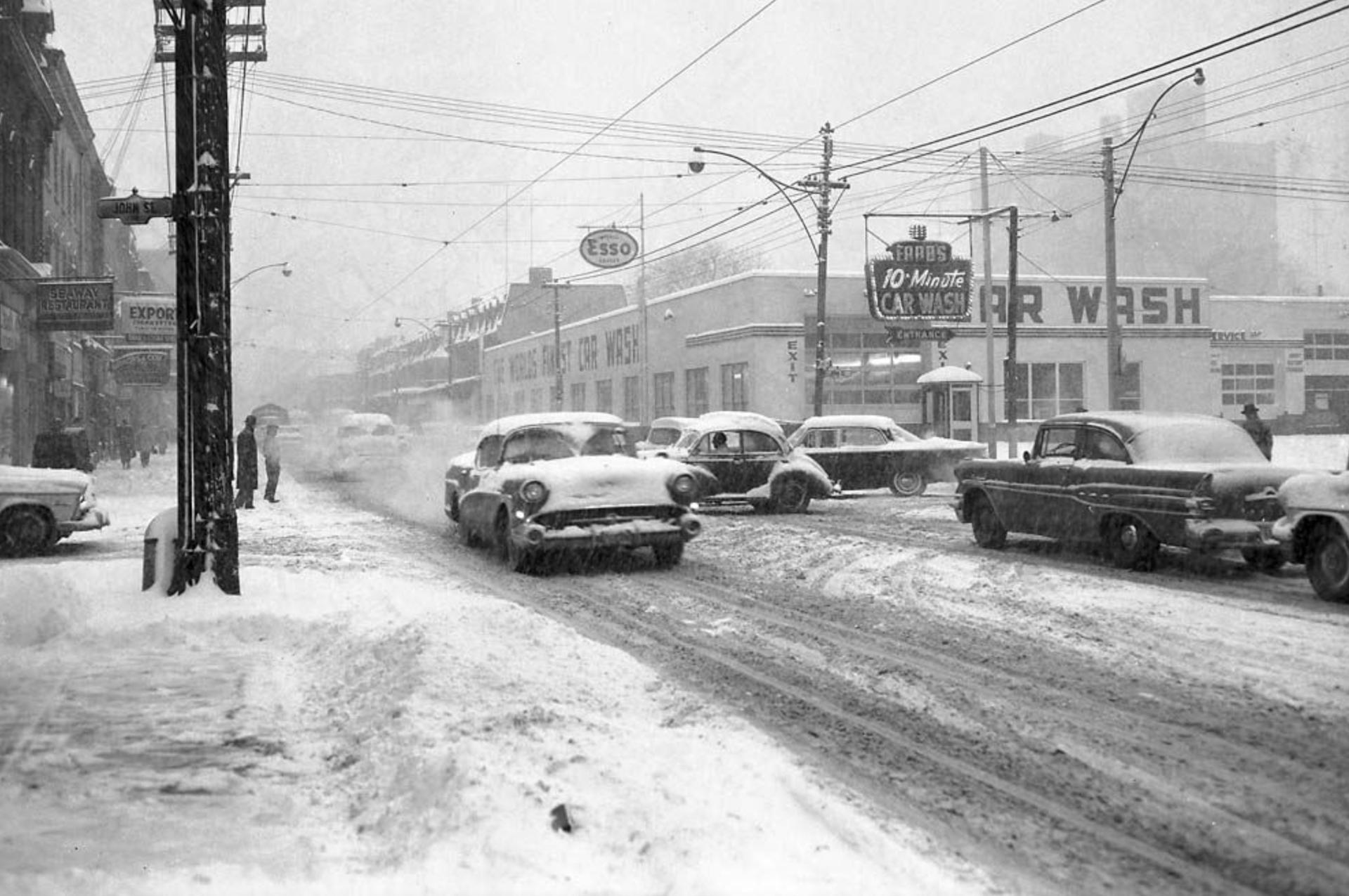 black and white archive photo toronto in winter