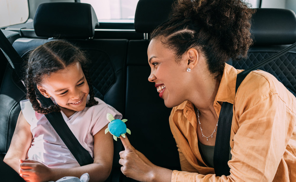 Mother and child in car