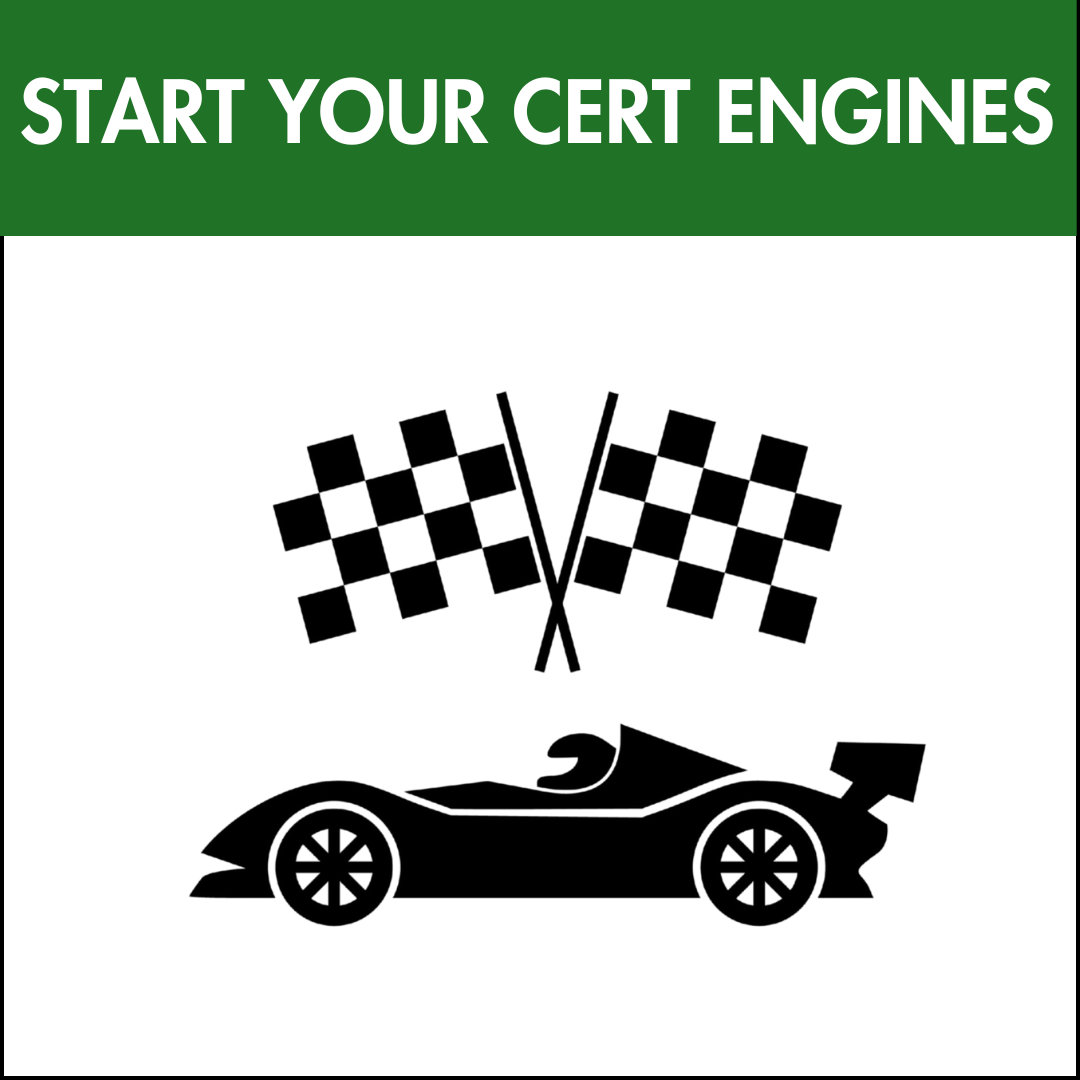 A Race Flag above a Race Car