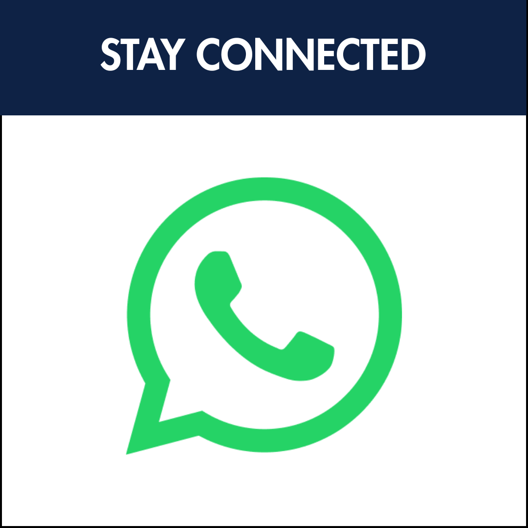 WhatsApp Icon with words, Stay Connected
