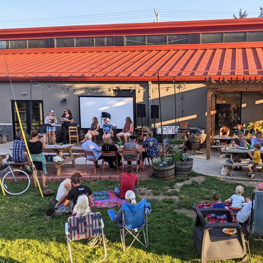 Photo of a Brix Project film screening and panel discussion in 2021 about the small grain movement; provided by the author.