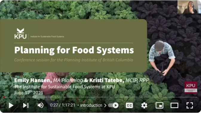 ''Planning for Food Systems'' webinar on YouTube