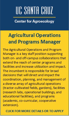 Display ad for Ag Operations and Program Manager at UC Santa Cruz's Center for Agroecology