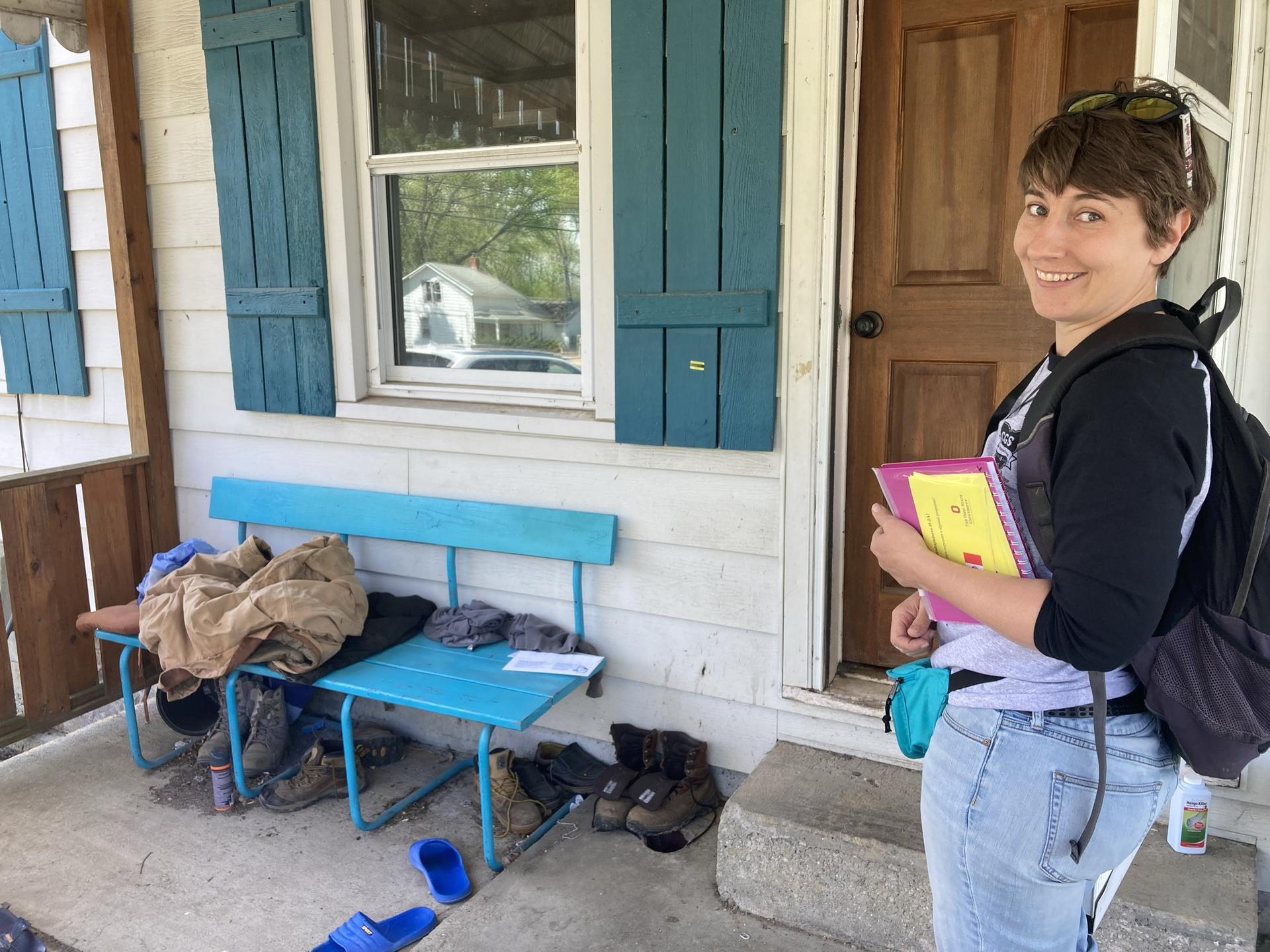 Photo above: Author Anisa Kline doing field research with H-2A workers in Ohio. Photo provided by Anisa Kline.