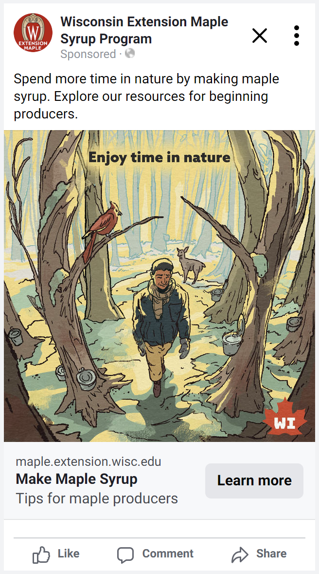 Facebook ad emphasizing ''nature''
