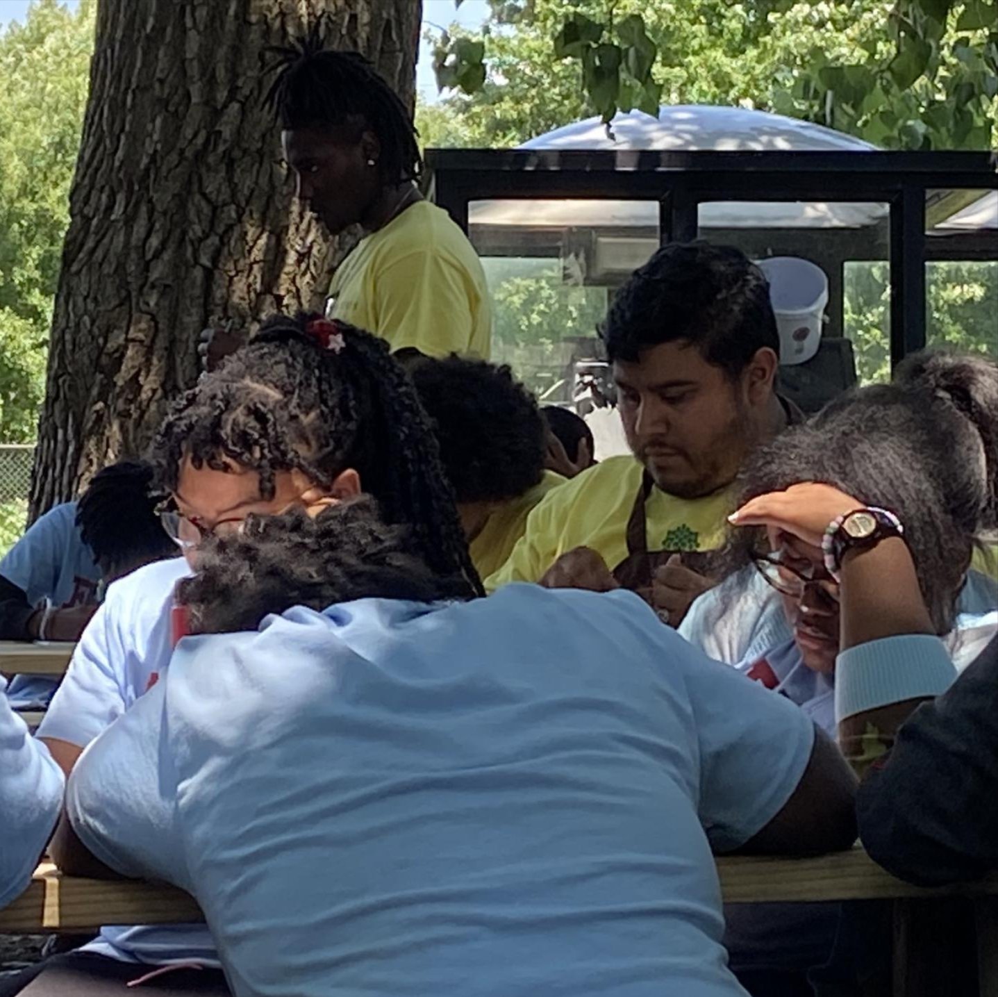Photo of participants in an urban agriculture program; photo provided by the authors.