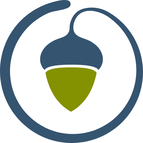 Lyson Center logo of an acorn at the center of an open circle