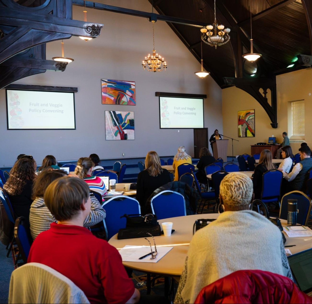 Welcome session of the Fruit & Veggie Convening at St. Louis University on February 28, 2024. Photo by Caitlin Ung.