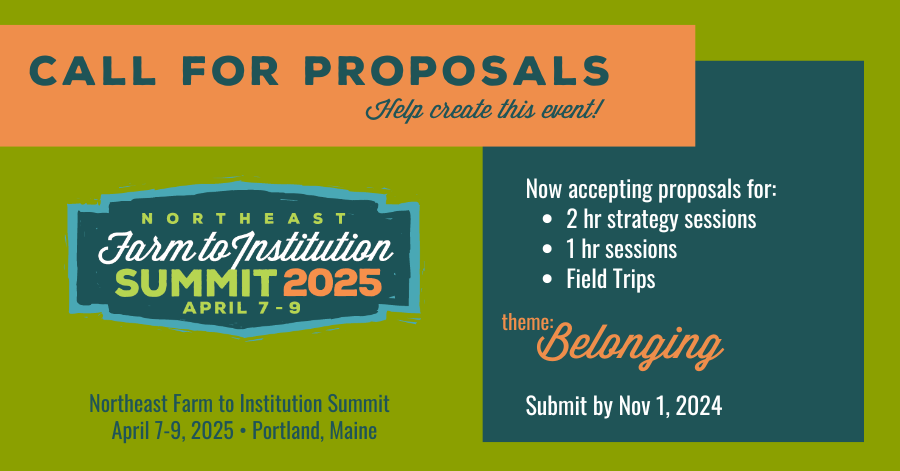 Display ad for the Farm to Institution Summit 2024 call for proposals