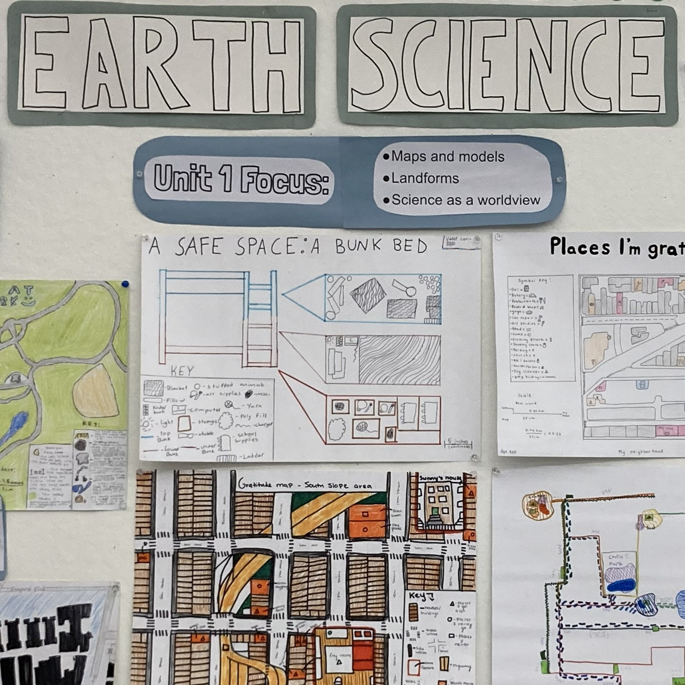 Photo of an earth science fair exhibit at Brooklyn Friends Middle School that reflects concepts of triple-rigorous research.