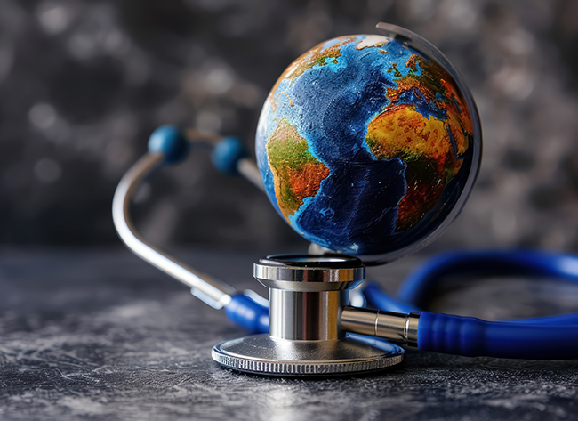 Globe and stethoscope