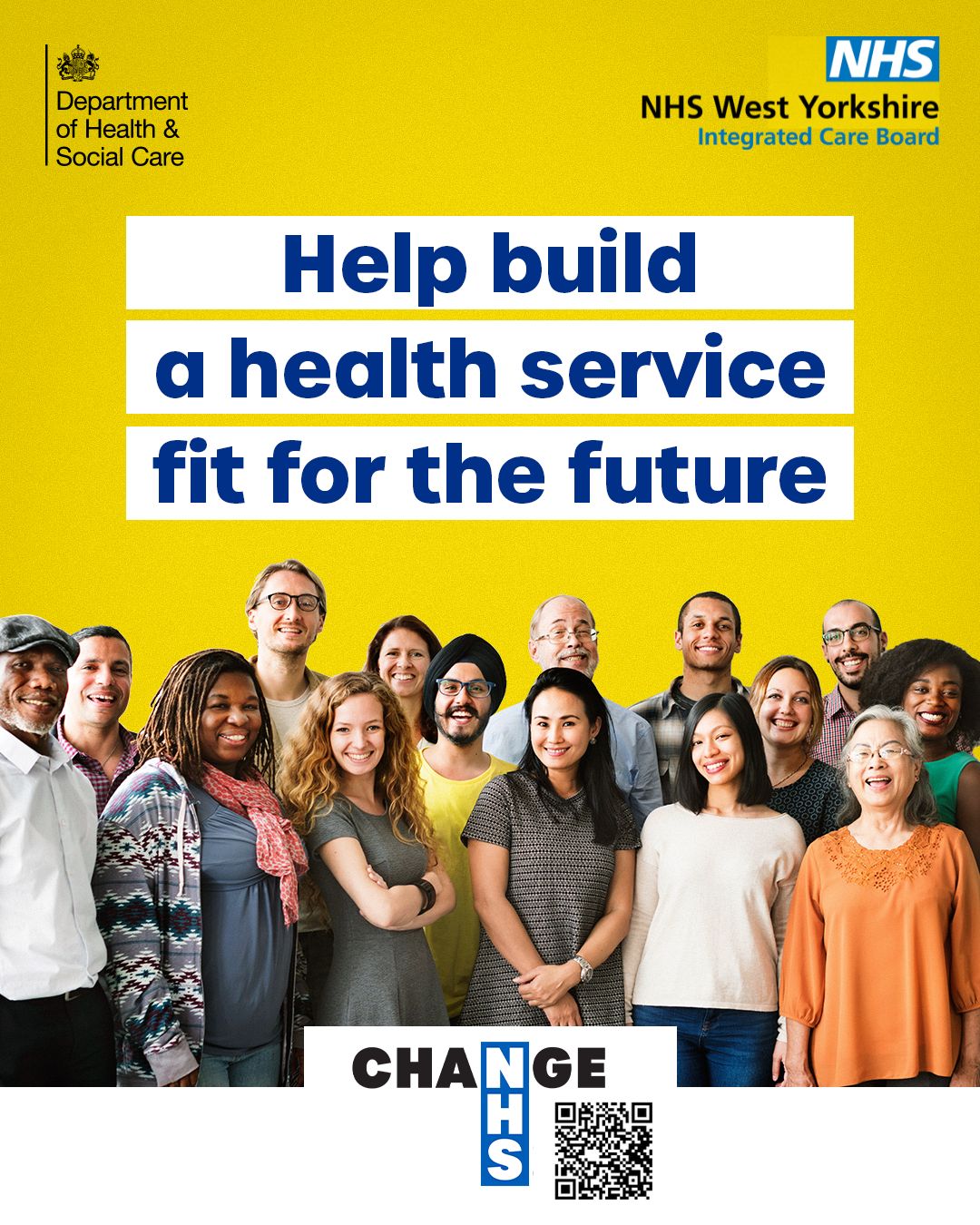 Poster reading ''Help build a health service fit for the future''