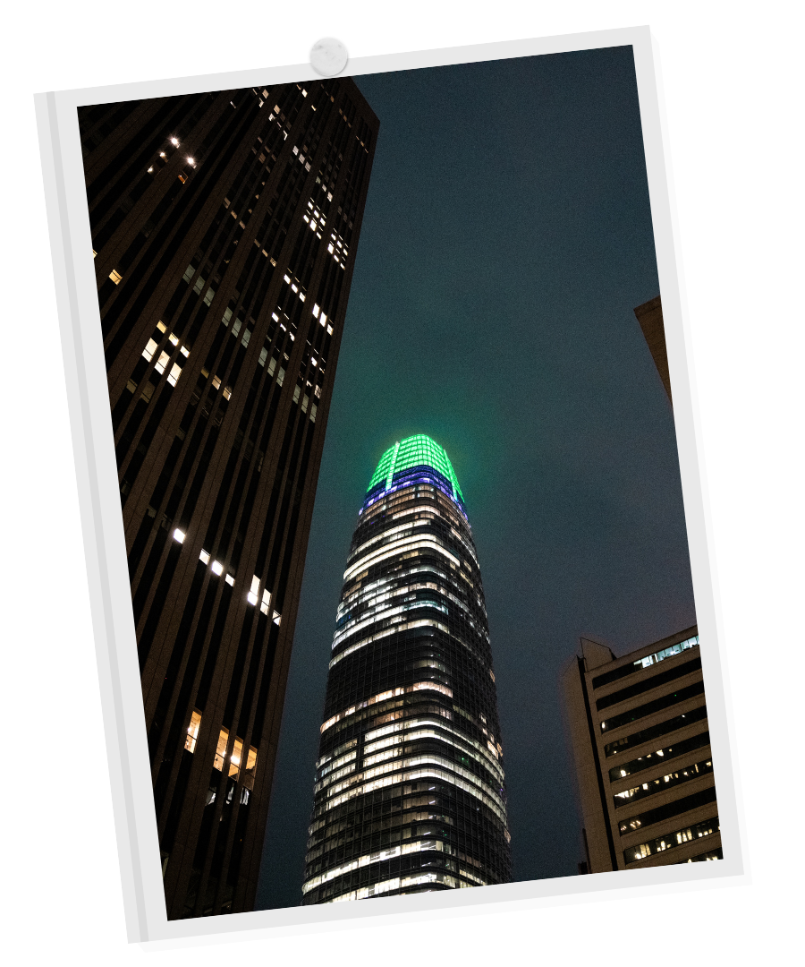 Salesforce Tower Light Up Green