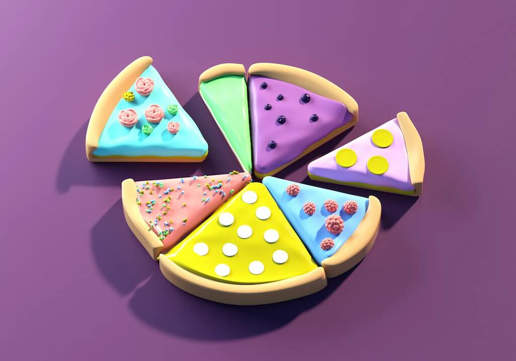 A pie illustration with pieces pulled out