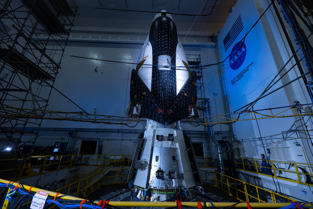 Dream Chaser Tenacity and its cargo module undergoing testing at NASA’s Neil Armstrong Test Facility.