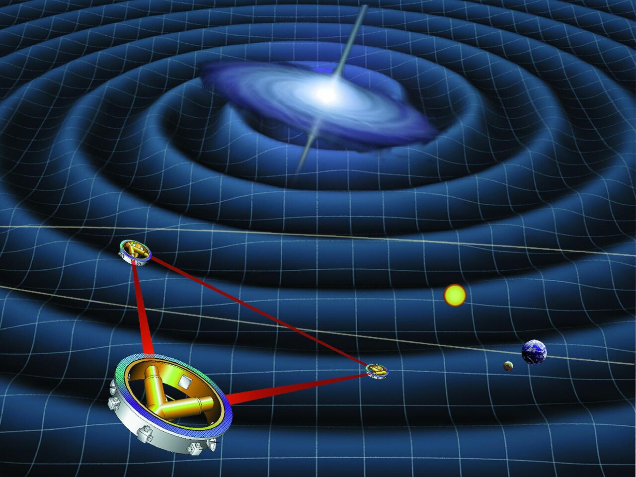 NASA illustration of the Laser Interferometer Space Antenna,