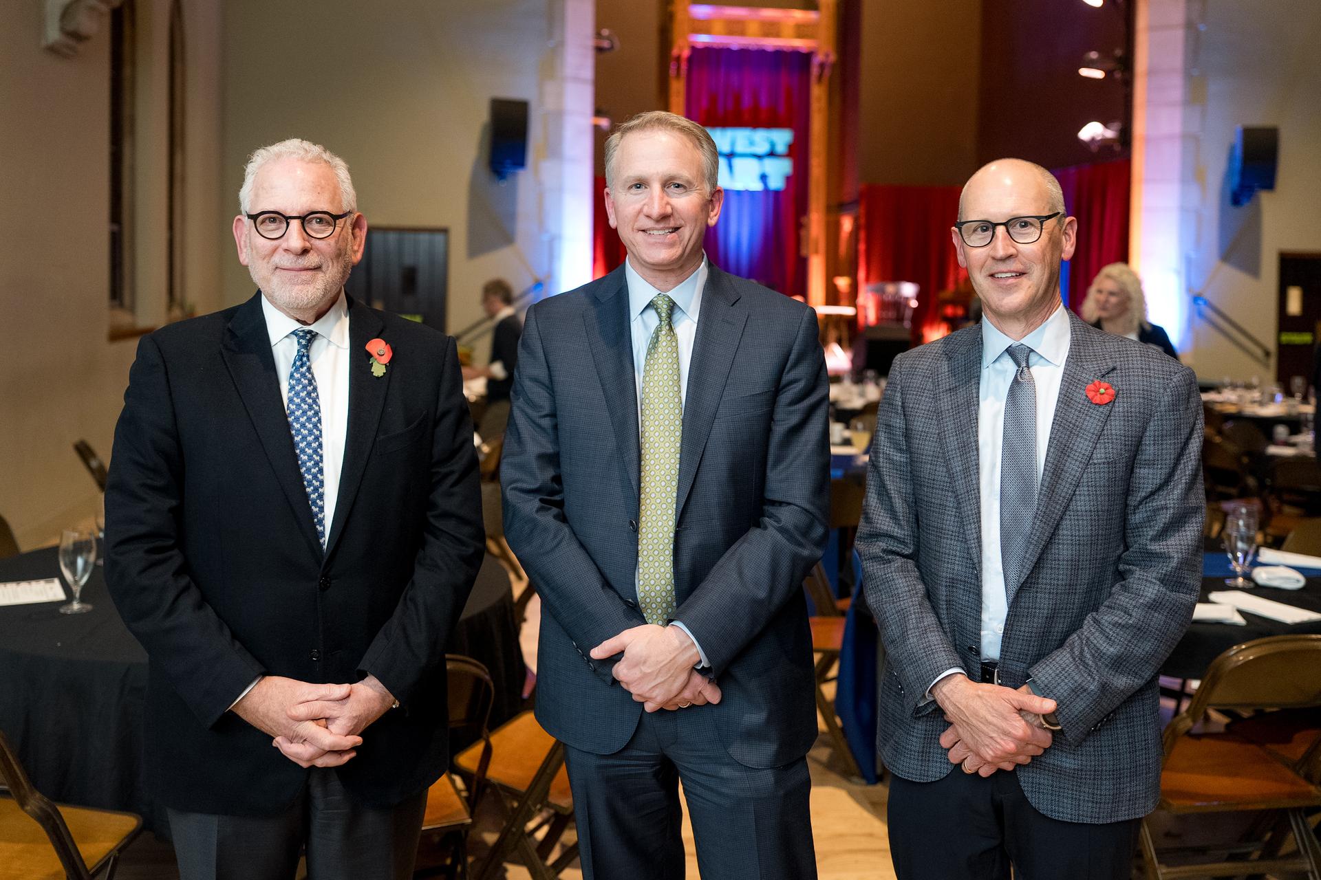 Bob Krasne, The Steinman Foundation’s co-chair and an F&M trustee; Andrew Rich, F&M President; and Shane Zimmerman, Chief Executive Officer of The Steinman Foundation