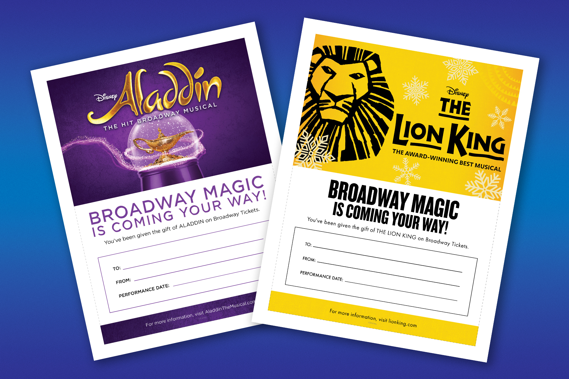 ALADDIN and THE LION KING printable keepsakes