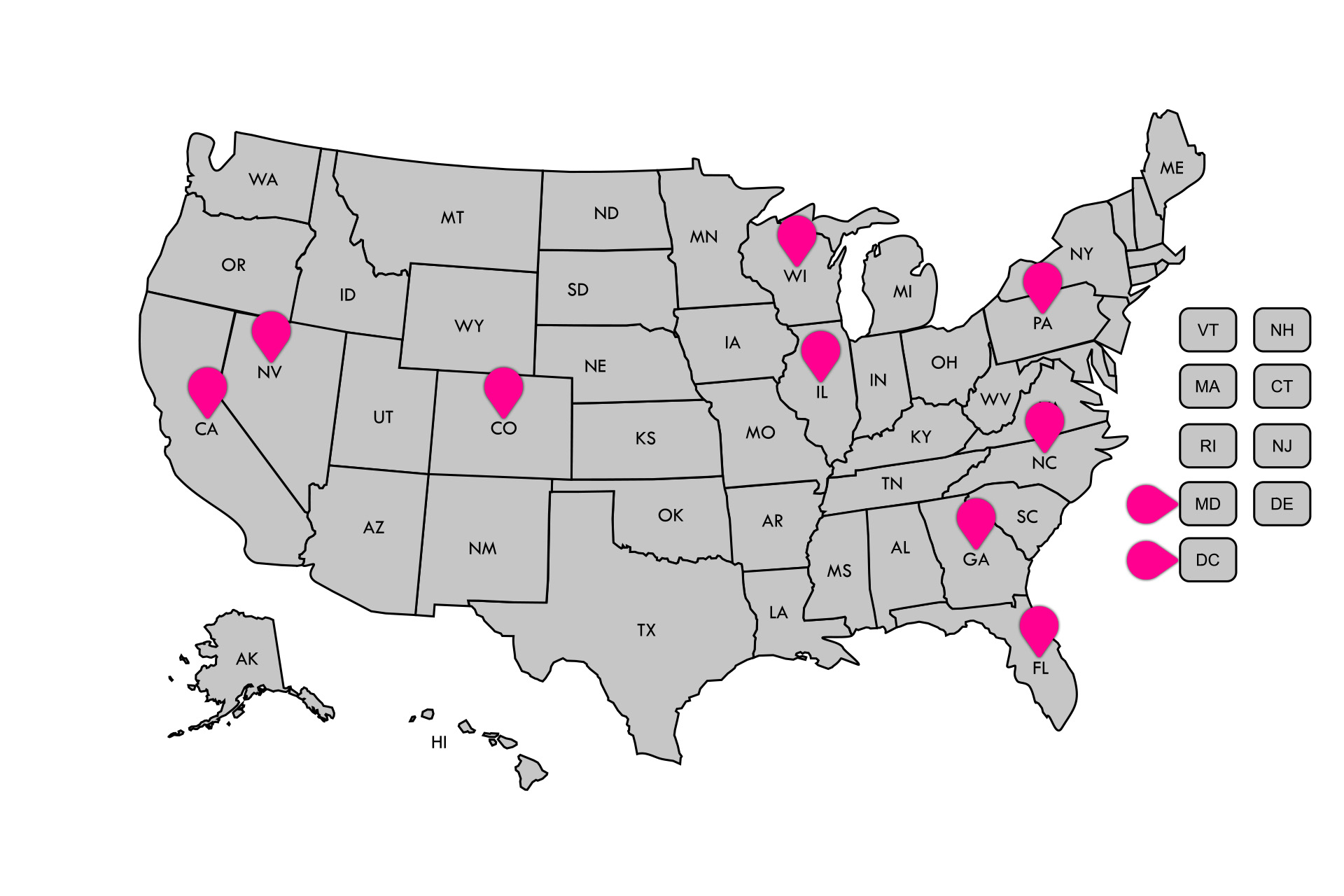 Alliance chapter events map showing activities across the country in May 2026
