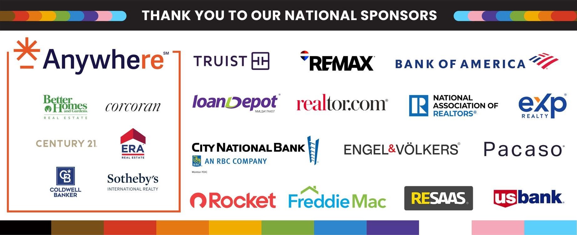 National sponsors and corporate partners of the LGBTQ+ Real Estate Alliance
