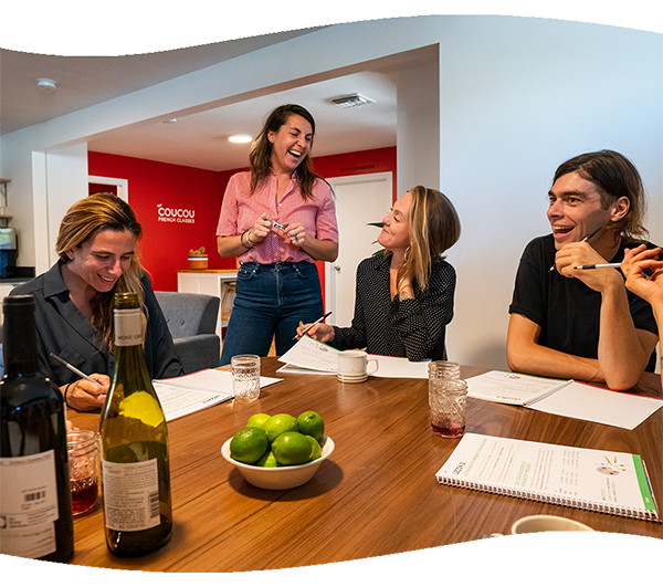 Margaux teaching a conversation lab in the Los Angeles School