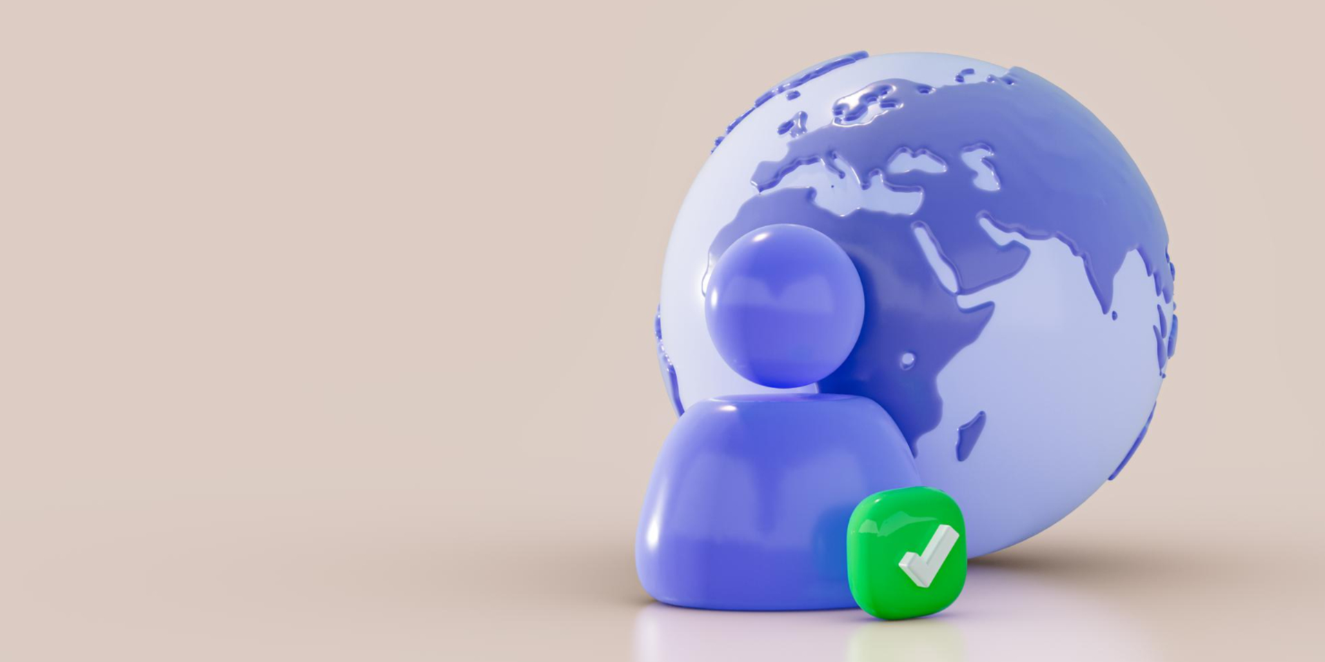 a blue figure next to a globe