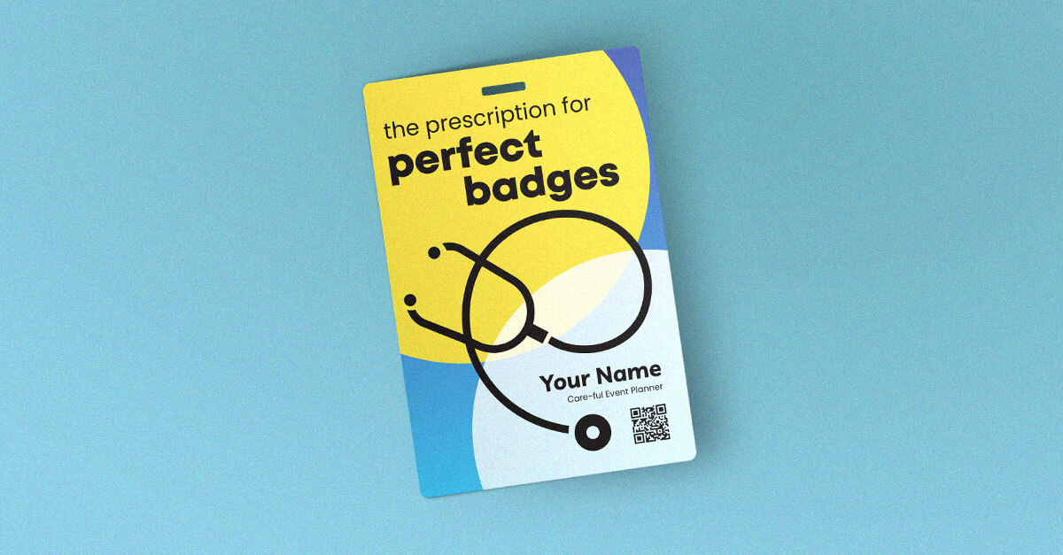 Custom Event Badges, conference lanyards, and badge sleeves for corporate conferences, promotional events, and trade shows within the healthcare industry.