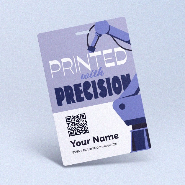 Personalized event name badges for conferences, hotel events, and travel expos.