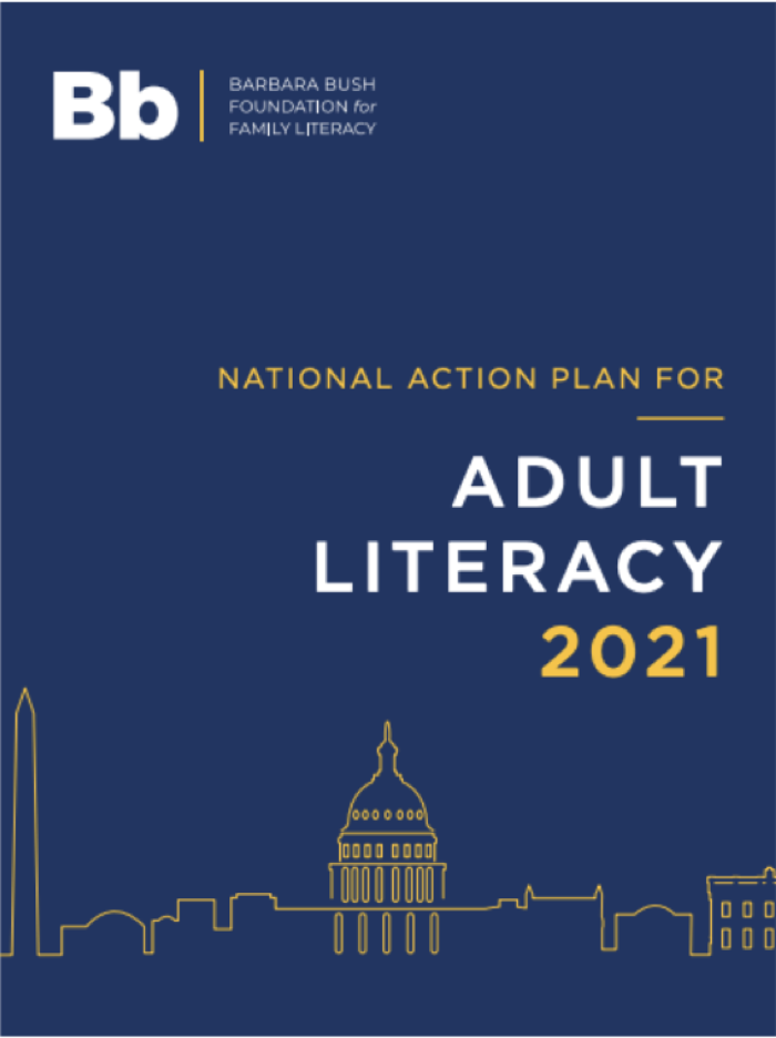 Front cover of the National Action Plan for Adult Literacy 2021