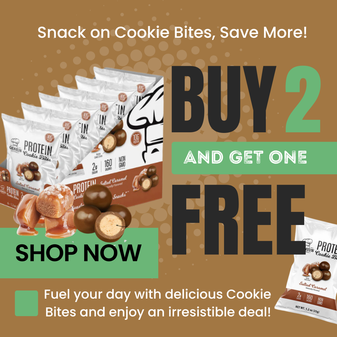 Treat yourself to high-protein Cookie Bites and enjoy a Buy 2, Get 1 Free offer!