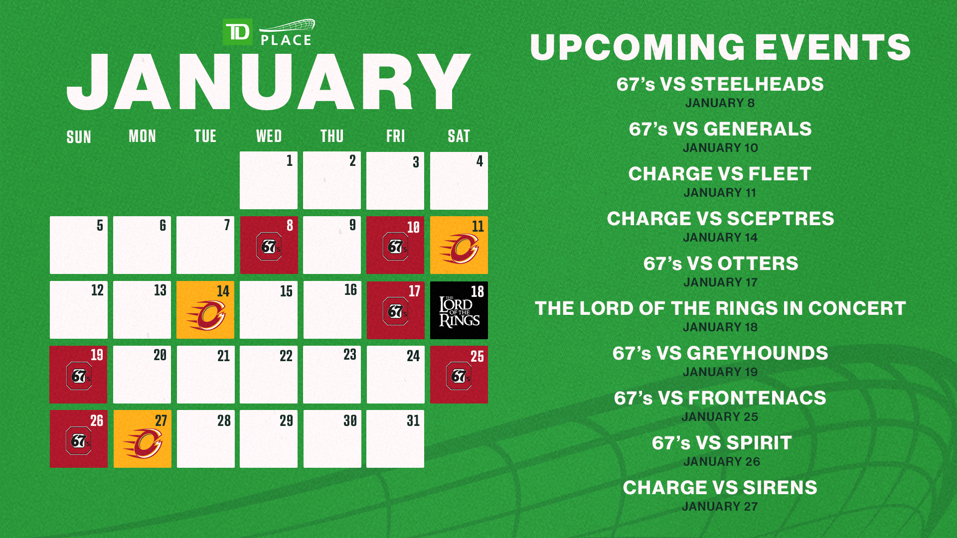 TD Place Upcoming Events