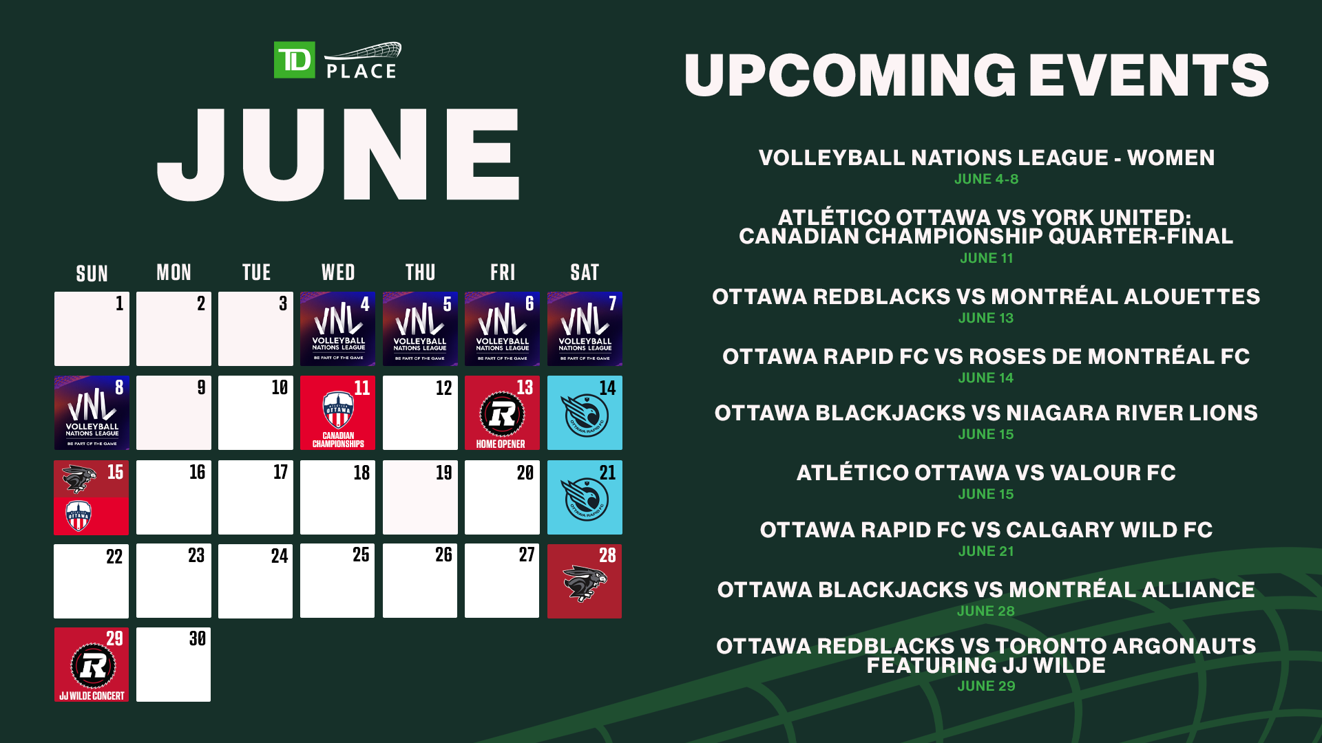 TD Place Upcoming Events