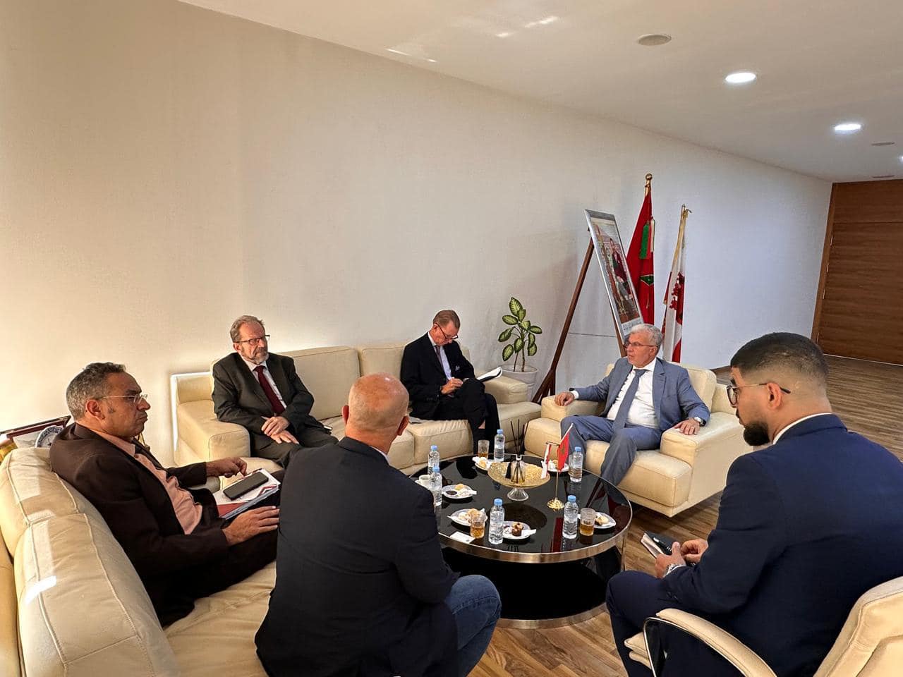 Yesterday our Morocco mission continued in Tangier with a very productive meeting at the headquarters of the Chamber of Commerce. There I met with Chamber President Abdelatif Afailal, Head of Strategy and Partnership Development Aziz Afbalu and Ahmed Khyad Regional Director of Industry and Commerce of the Moroccan Government. Personal, cultural and travel links and commercial cooperation between Gibraltar and Morocco were discussed at length with a number of initiatives being planned.