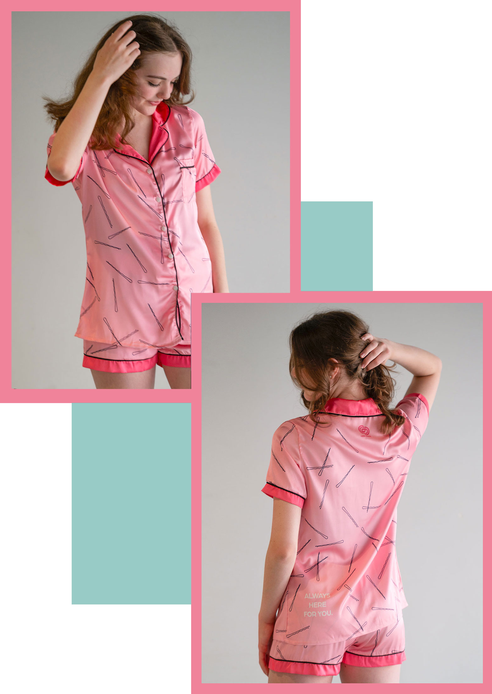 Always Here For You - Bobby Pin Satin Pajamas