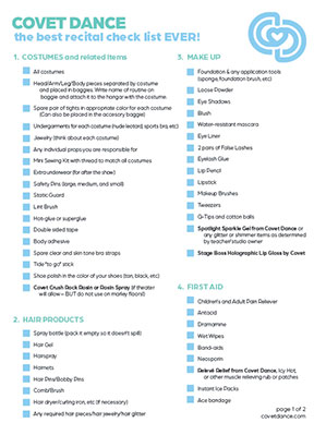 Best Recital Check List EVER